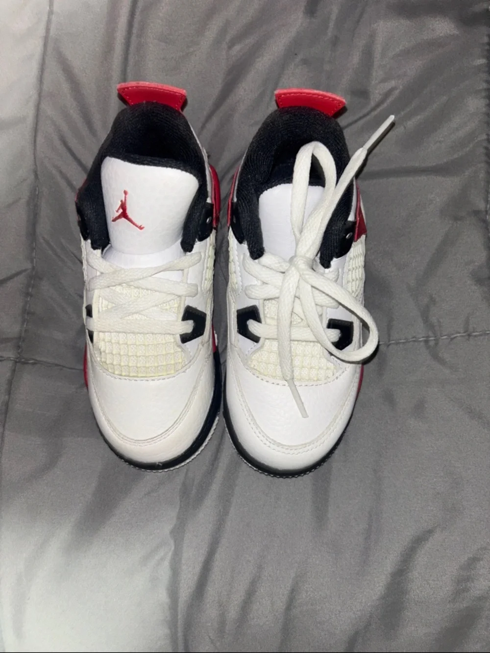 J4 Kids White and Red Athletic Sneakers - Classic Retro Style - Picture 3 of 7